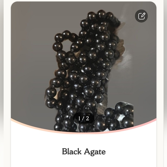 Black Agate Chalcedony Onyx Stone Knotted Beaded Long Vintage Mourning Necklace - Picture 6 of 6